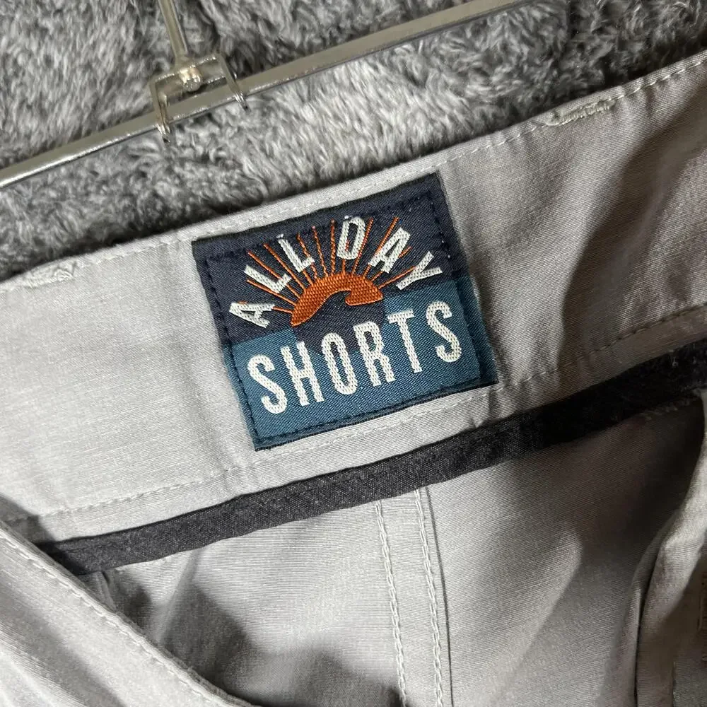 Faherty Shorts Mens 33 Waist Gray Chino Microfiber Stretch Pockets All Day